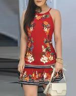 cutout back bishop sleeve floral bodycon dress