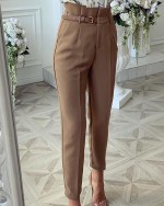 high waist frill hem casual pants